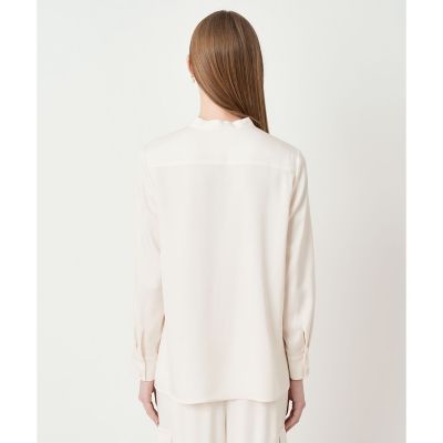 セットアップ対応商品】ストレッチダブルサテンボウタック ブラウス