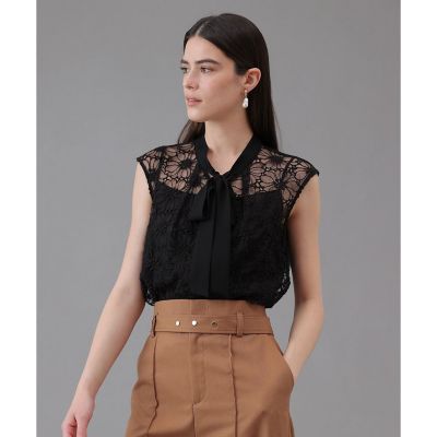 ＜ANAYI＞フラワー刺繍ボウタイブラウス