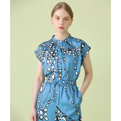 セットアップ対応商品】パールドットプリントノースリーブ ブラウス