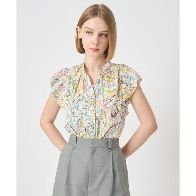 極美品✨ANAYI アナイ ペイズリープリントボウタイブラウス グリーン ペイントペイズリープリントフレア ブラウス | ANAYI/アナイ | 三越