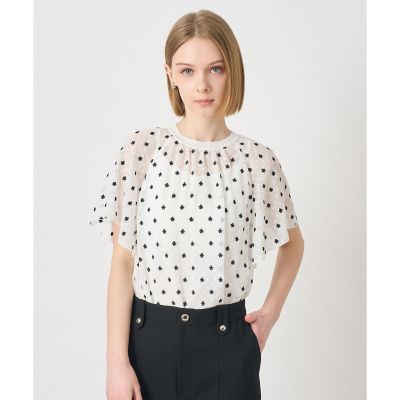 ＜ANAYI＞フラワー刺繍ドットスリット　ブラウス