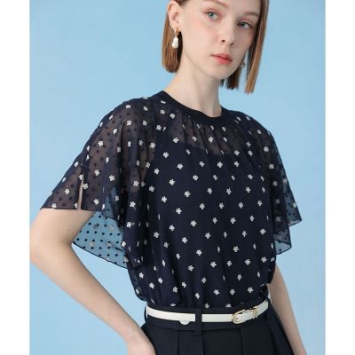 【美品】アナイ  ドットフラワープリントブラウス　シアーブラウス ドローイングフラワープリントタイブラウス | ANAYI/アナイ | 三越