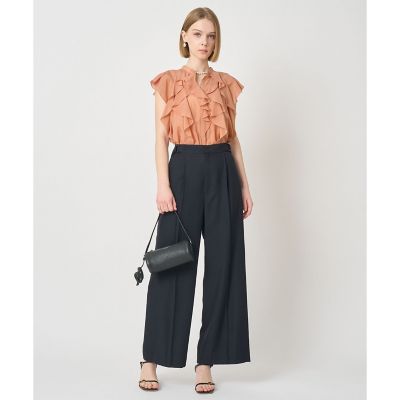 アナイ 22AW ライトローンスタンドラッフルブラウス フリル 38 白 ANAYI（アナイ） ブラウス シャツ ライトローンラッフル ブラウス