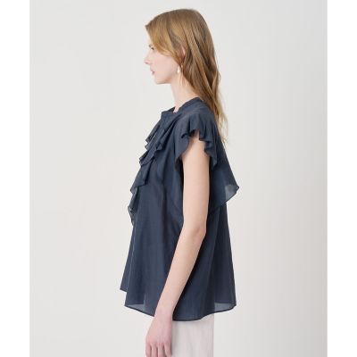 アナイ 22AW ライトローンスタンドラッフルブラウス フリル 38 白 ANAYI（アナイ） ブラウス シャツ ライトローンラッフル ブラウス