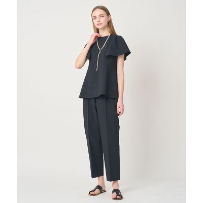 ANAYI 24SS サッカーストレッチペプラム ブラウス ネイビー 38アナイ サッカーストレッチペプラム ブラウス〈セットアップ対応商品
