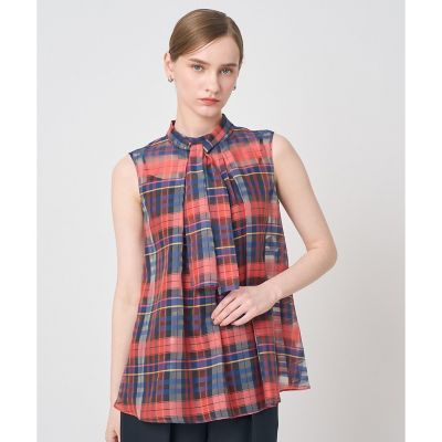 ＜ANAYI＞シルクコンシアーチェックタイブラウス