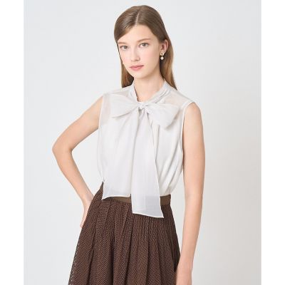ANAYI オーガンジードットプリントリボンブラウス 26SS 新品 ドット 