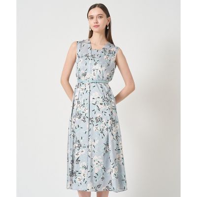 ＜ANAYI＞アイシーフラワープリントレイヤーネック　ワンピース