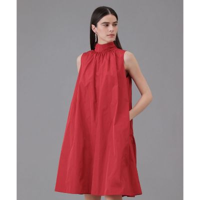 ＜ANAYI＞タフタハイネックＡライン　ワンピース