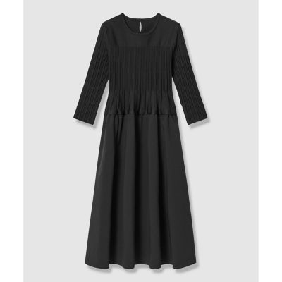 美品♡ANAYI ウールタフタドッキングワンピース ハイネック ブラック S タフタドッキング ワンピース | ANAYI/アナイ | 三越伊勢丹オンライン