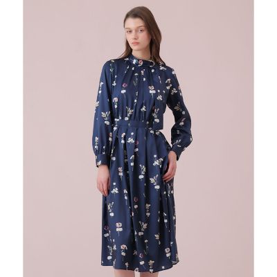 ＜ANAYI＞ボタニカルサテンプリントタック　ワンピース