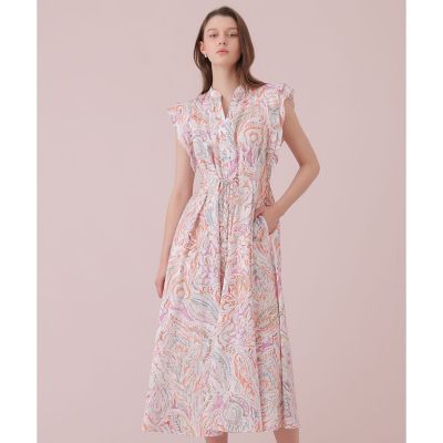 値下　5.9万・極美品　ANAYI シルク100% ペイズリー柄ワンピース 36 ペイントペイズリープリントフレア ワンピース | ANAYI/アナイ | 三越