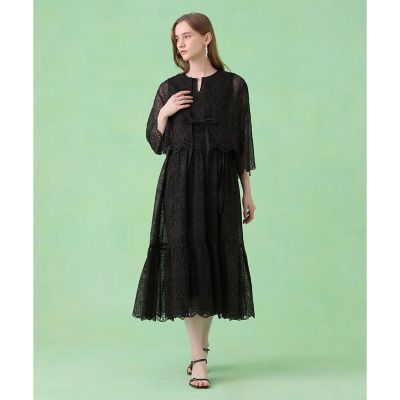定価10万 ANAYI 2026 エンブロイダリーティアードワンピース ブラック エンブロイダリーティアードワンピース | ANAYI/アナイ | 三越伊勢丹
