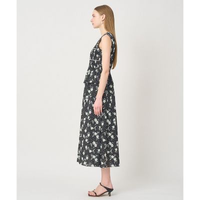 【美品】ANAYI フラワーレースドットプリントタックワンピース フラワードットプリントスモッキング ワンピース | ANAYI/アナイ