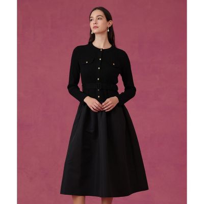 ANAYI アナイ♡アートブロックプリントワンピース　ベルト付　ブラウス　36 グログランコンビベルト付き ワンピース | ANAYI/アナイ | 三越伊勢丹