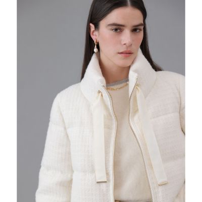 美品　ANAYI　ツイード生地　ダウンコート　ミドル丈　比翼仕立て　36 美品 ANAYI ツイード生地 ダウンコート ミドル丈 比翼仕立て 36 23区