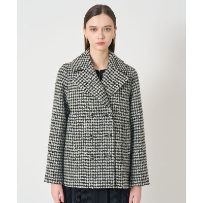 【651】アナイ　杢ループ千鳥ファー付きコート　白黒　38 ループ千鳥ツイードPコート | ANAYI/アナイ | 三越伊勢丹オンライン