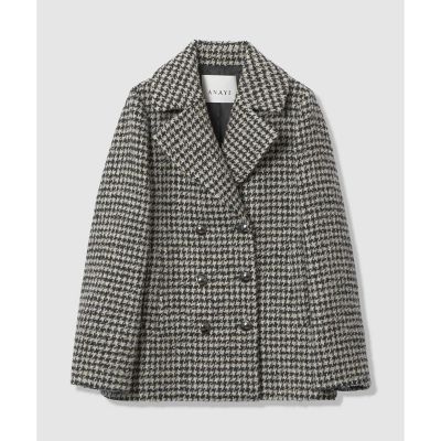 【651】アナイ　杢ループ千鳥ファー付きコート　白黒　38 ループ千鳥ツイードPコート | ANAYI/アナイ | 三越伊勢丹オンライン