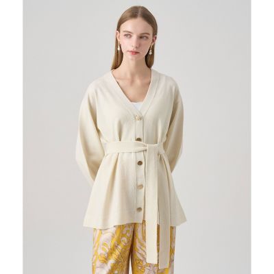 ＜ANAYI＞メリノウールベルト付き　カーディガン