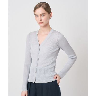 ＜ANAYI＞ラメリブＶネックカーディガン