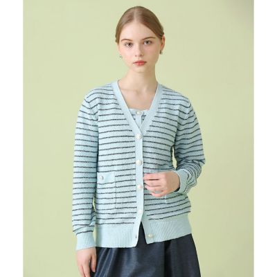 ＜ANAYI＞パウダーボーダー　Ｖカーディガン