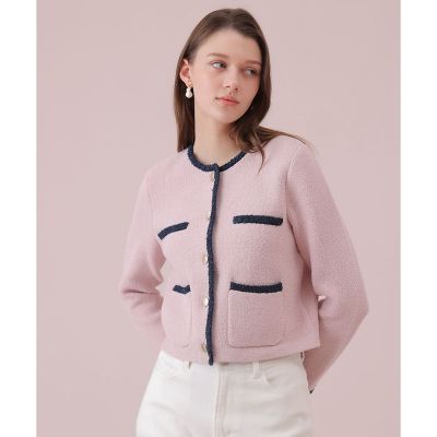 セットアップ対応商品】コットンブークレ配色 カーディガン | ANAYI