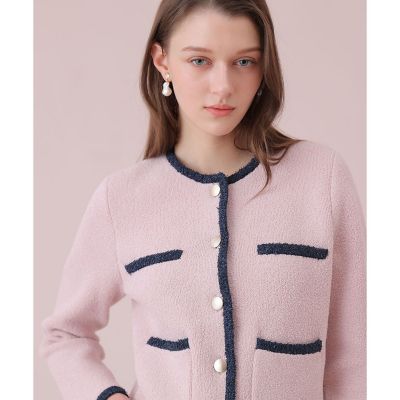 セットアップ対応商品】コットンブークレ配色 カーディガン | ANAYI