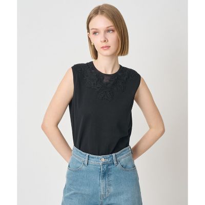 ＜ANAYI＞レースラインコットンナイロンクループルオーバー