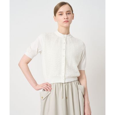 ＜ANAYI＞インポートレースドッキング　カーディガン