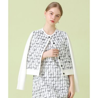 セットアップ対応商品】モノトーンツイードコンビ カーディガン