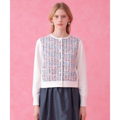 セットアップ対応商品】カラーミックスツイードコンビ カーディガン