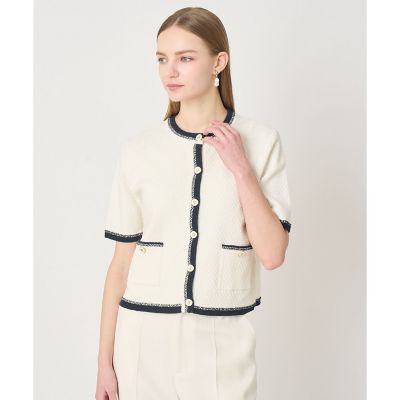 ＜ANAYI＞バイカラー５分袖カーディガン