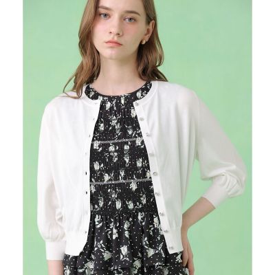 ＜ANAYI＞アソートビジューボタン七分袖　カーディガン