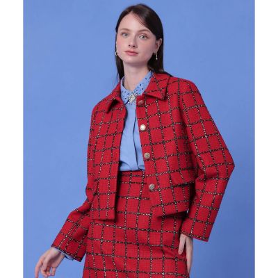 ブロックチェックステンカラー ジャケット〈セットアップ対応商品