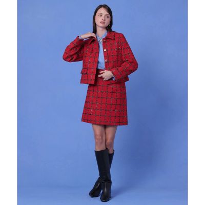 ブロックチェックステンカラー ジャケット〈セットアップ対応商品