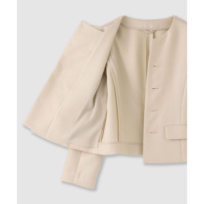 バスケットノーカラーダブルジャケット〈セットアップ対応商品