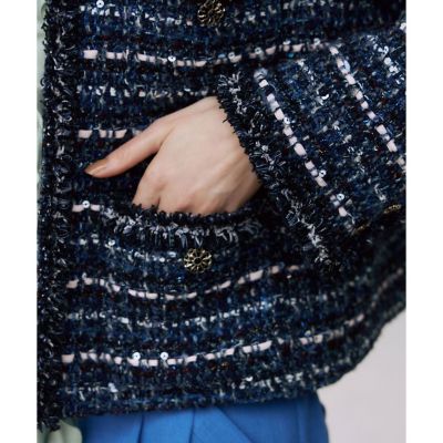 ネイビーシックツイード4ポケット ジャケット〈セットアップ対応商品