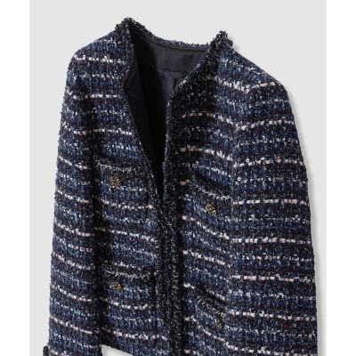 ネイビーシックツイード4ポケット ジャケット〈セットアップ対応商品