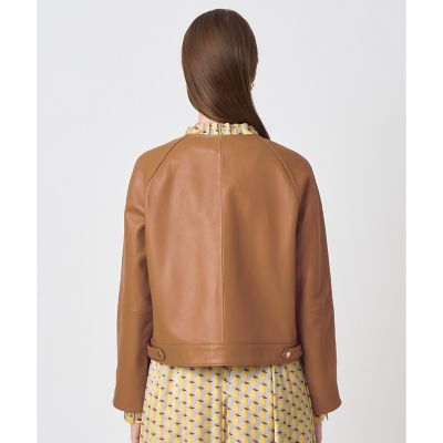 ANAYIアナイ ラムレザーノーカラージャケット ベージュ 38 ペプラム 本革 ANAYIアナイ ラムレザーノーカラージャケット ベージュ 38 ペプラム 本