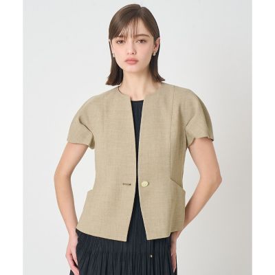 【新品タグ付】BEIGE, バイカラー ノーカラージャケット ベージュ 春カラー ベージュ系 レディースのノーカラージャケット | 三越伊勢丹オンライン