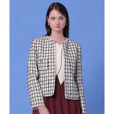 セットアップ対応商品】ファンシーラメツイードノーカラー ジャケット