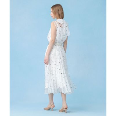 オーガンジードットプリントプリーツ スカート〈セットアップ対応商品