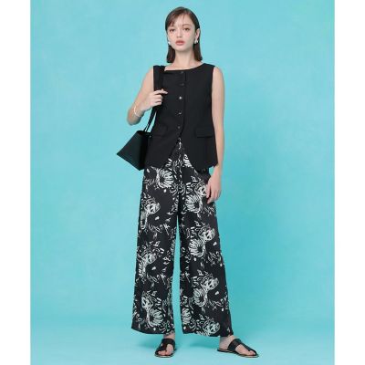 アートマーカーフラワープリントワイドパンツ〈セットアップ対応商品