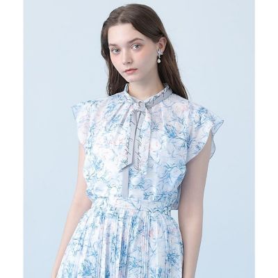 Coral プリントローンスカーフタイ ブラウス〈セットアップ対応