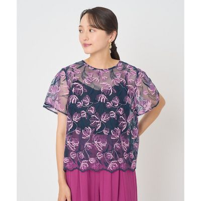 美品☆アナイ ブラウス 刺繍 チュール 花柄 エンブロイダリー 総柄 日本製 ラーレエンブロイダリー袖付き ブラウス | ANAYI/アナイ | 三越伊勢丹