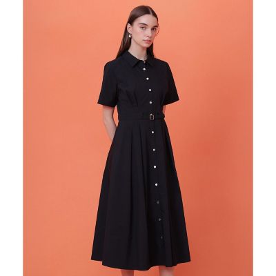 ANAYI スターフロッキー　シャツワンピース　ネイビー 36 美品　試着のみ ストレッチブロードタックシャツ ワンピース | ANAYI/アナイ | 三越