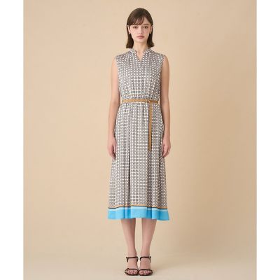 アナイ　36 リーフ楊柳幾何Ｖネックフレア ワンピース 幾何プリントフレアワンピース | ANAYI/アナイ | 三越伊勢丹オンライン