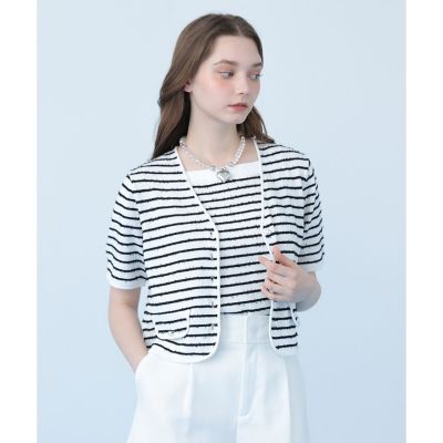 美品　ANAYI／アナイ★　レース　ボーダー　コットンキャミソール　M ANAYI - 美品 ANAYI／アナイ☆ レース ボーダー コットンキャミソール