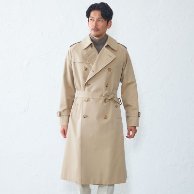 es:s エス ベージュ ダブル コットントレンチコート3 ES : S】TRENCH COAT - High Twist Cotton Gabardine - / Dark Beige