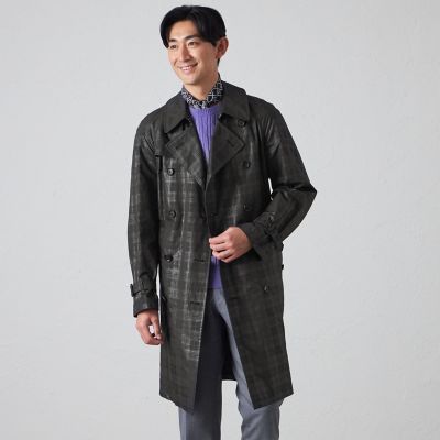 BAKER STREET (Men)/ベイカー・ストリート シャドーチェックダブルトレンチコート